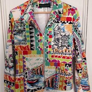 Harve Benard Colorful Graphic Nautical Blazer with Geometric Design